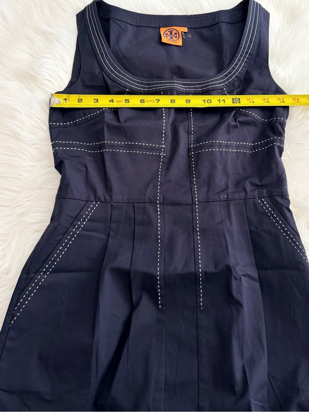 Tory Burch Navy Square-Neck Sleeveless Mini Dress - Picture 10 of 10